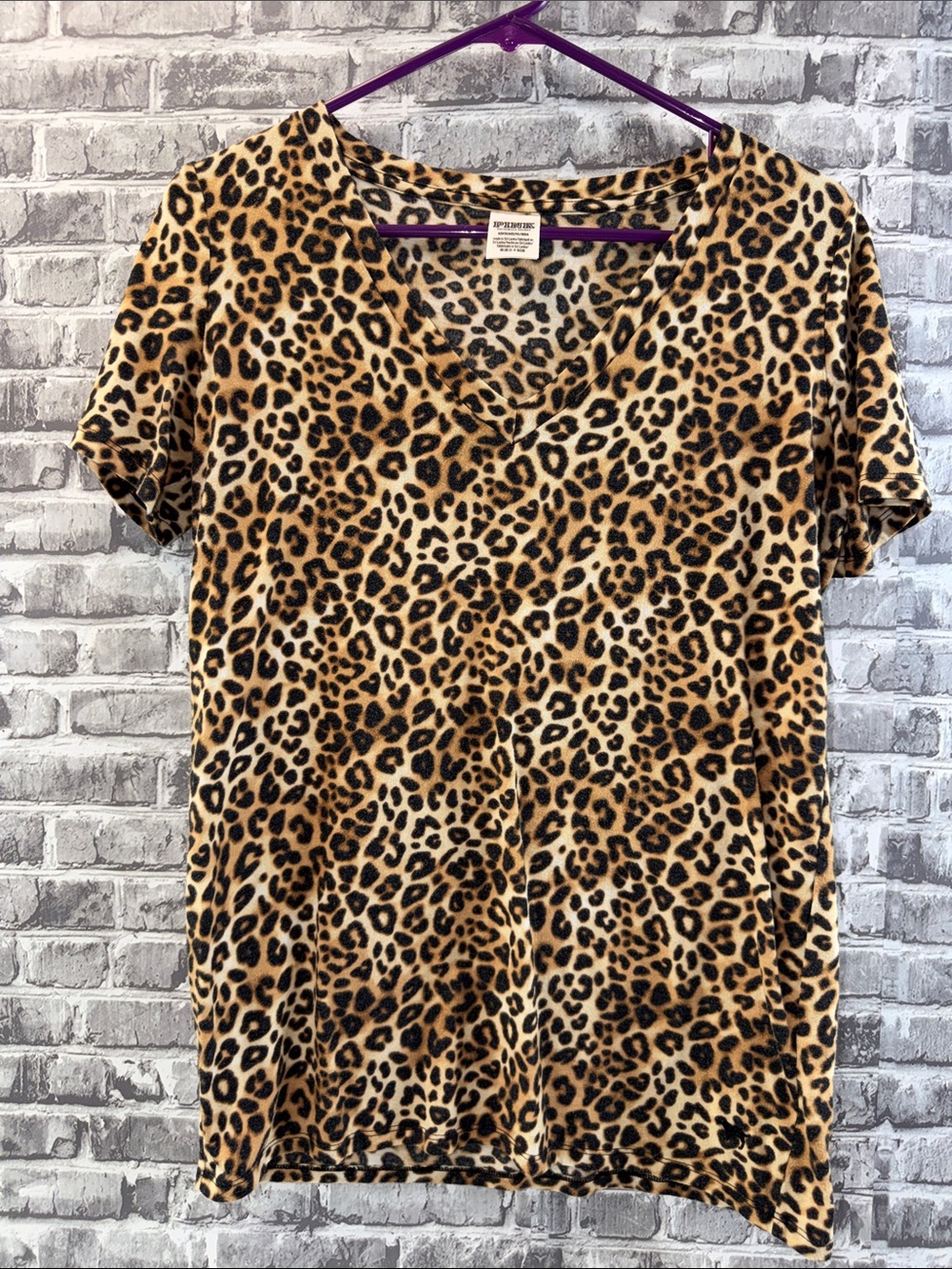 Victoria's Secret's PLeopard Print V-Neck Short Sleeve Tee - Brown
